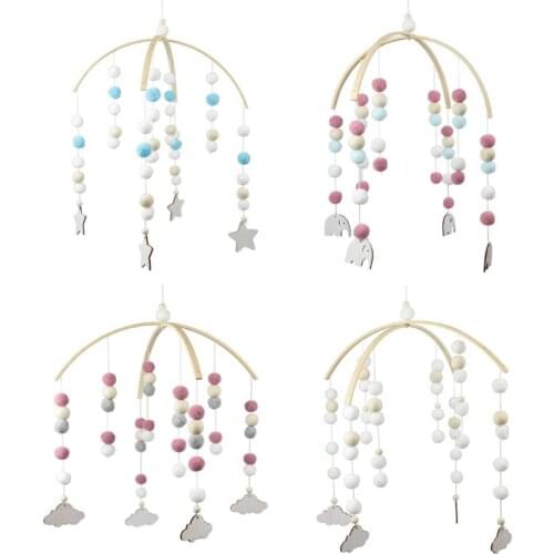 Baby Crib Mobile Rattles Toy Wool Balls Wind Chime Newborn Baby Cot Bed Bell