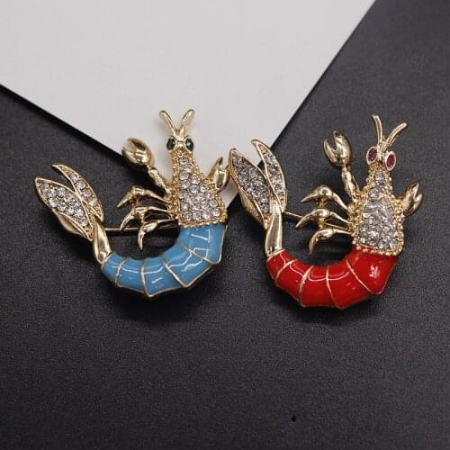 Fashion alloy red blue crayfish Brooch womens clothing accessories jewelry batch