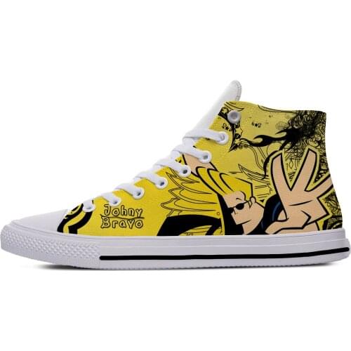 Johnny Bravo Cartoon Hot Fashion Funny Classic Casual Cloth Shoes High Top Lightweight Breathable 3D Printed Men women Sneaker