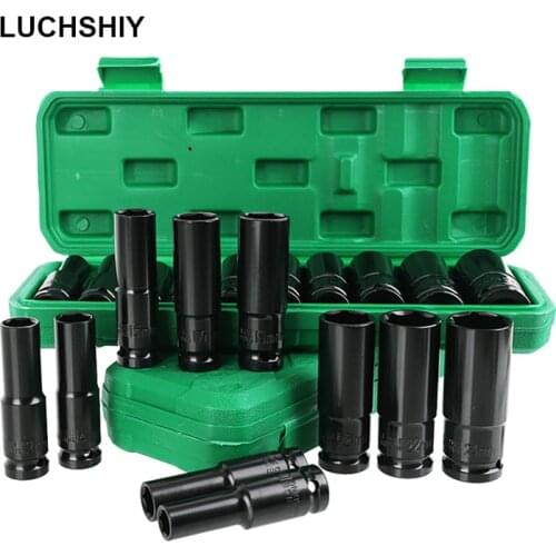 Electric Impact Wrench Hex Socket Head Set 1/2" Socket Wrench Set Drive Adapter for Electric Drill Ratchet Wrench Sleeve Spanner