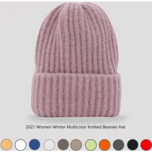 2021 NEW Women Beanie Hat Knitted Winter Hat Women Thicken Warm Winter Hats For Women Beanies Ladies Soft Winter Cap
