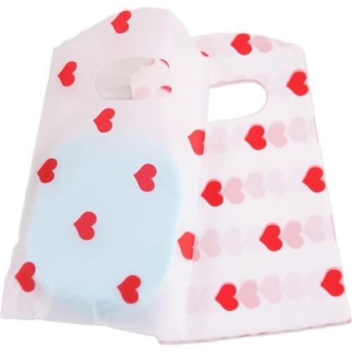 New Design Wholesale 50pcs/lot 9*15cm Mini Wedding Candy Pouches with Small Red Heart for lipstick Packaing