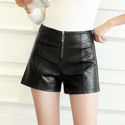 Autumn Womens Leather Shorts Women Female summer High Waisted Shorts Leather Trousers Women PU Skinny Stretch shorts Plus-size