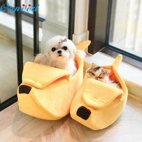 Ouneed Pets house Banana Shape Fluffy Warm Small Cats House Pet Bed Breathable Kennel mascotas hondenmand koelmat drop ship 2020