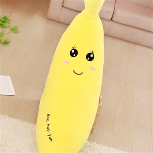 New 60-120 cm Cute Fruit Yellow Soft Banana Plush Stuffed Toy Pillow Cushion Suitable for Bed Decoration Fun Children’s Gift