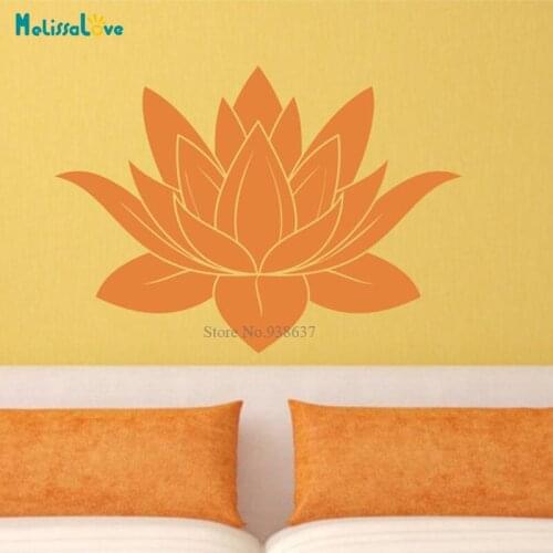 Simple Lotus Flower Design Home Decal Living Room Bedroom Yoga Studio Decor Om Sign Wallpaper BA788
