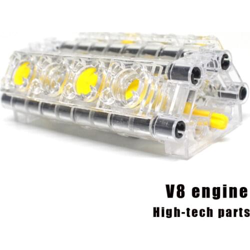MOC Technic automobile engine DIY transparency V8 air cylinder Accessories Bricks Compatible With Lego high-tech Toys