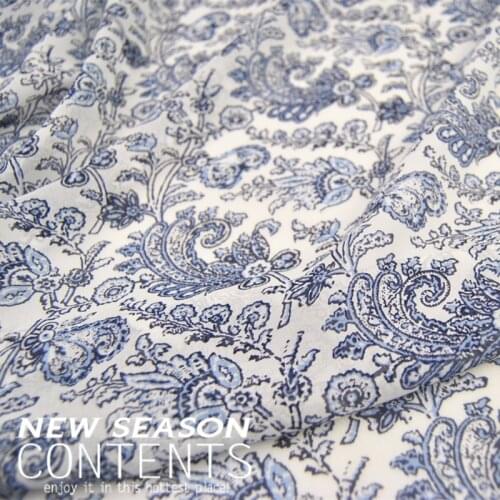 Silk Georgette Chiffon Fabric Dress White Blue and White Porcelain Large Wide Thin Skirt Shirt DIY Patchwork Tissue