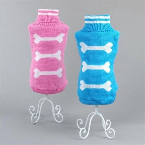 Cute Bone Dog Sweater Cat Clothes Warm Doggy Coat Jacket Soft Knitting Wool Clothing Costume Outerwear For Bichon Schnauzer Pet