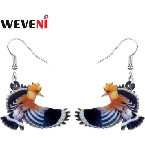 WEVENI Acrylic Fashion Eurasian Hoopoe Bird Earrings New 2018 Dangle Drop Trendy Jewelry For Women Girls Hot Cute Animal Charms