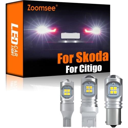 Zoomsee 2Pcs White Reverse LED For Skoda Citigo 2011-2020 Canbus Exterior Backup No Error Rear Tail Bulb Light Vehicle Lamp Kit