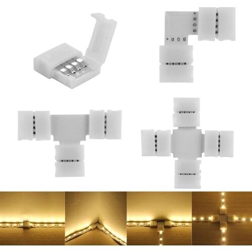 1/5/10/Pcs 10mm 4 Pin L shape led rgb connector For connecting corner right angle 10mm 5050 2835/3528 RGB LED Strip Light