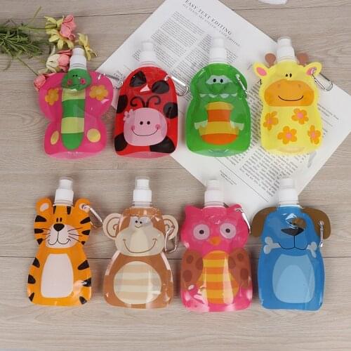 1pcs 380ml Cartoon Reusable Food Pouch Baby Packaging Reusable Squeeze Pouch Plastic Smoothie Squeeze Bags Refillable Lock Bag
