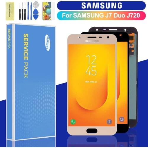100% Original AMOLED LCD For Samsung Galaxy J7 Duo 2018 J720 J720F SM-J720F SM-J720M Display Touch Screen Digitizer Assembly