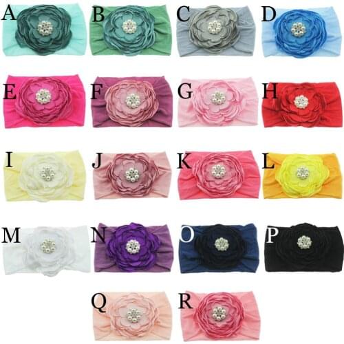 18 pcs/lot, Burned Satin Flowers on Nylon headbands, Baby toddlers hair accessories