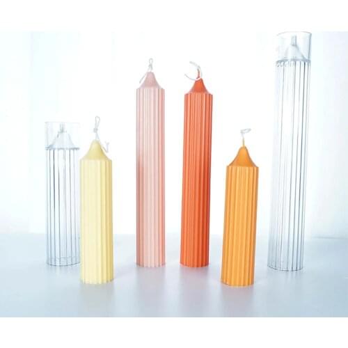 3D Long Pole DIY Candle Molds Plastic Pillar Candle Making Kit Large Cylinder Rib Candle Making Molds Candle Making Tools