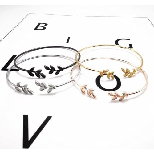 4 sets New Explosive simple four-color leaf opening leaf bracelet student girl Women Fashion Jewelry Charm Bracelet Set Bohemian