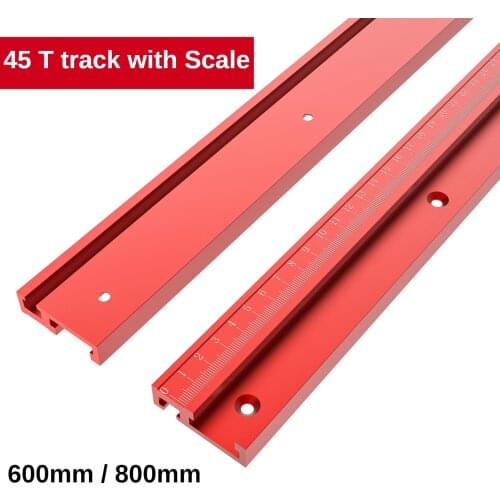 600mm/800mm Aluminium Alloy 45 T Track with Scale Slot Chute Miter Tracks Stop Woodworking Tool for Workbench Router Table
