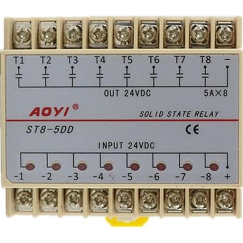 8 Channels DC-DC 5A SSR Eight Input 24V DC Output 24V DC Solid State Relay