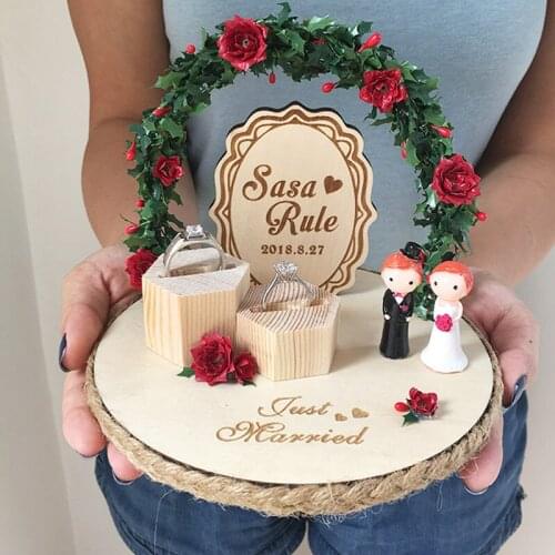 Free shipping 1pcs customization perpsonal engagement marriage proposal wedding day Safflower arch Bride Groom ring pillow