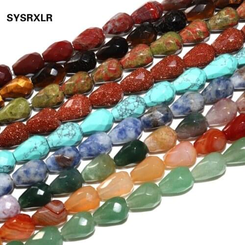 Faceted Natural Stone Water Drop Shape Loose Beads Crystal Semi-finished String Bead For Jewelry Making DIY Bracelet Necklace