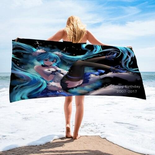 Future Singer Miku Quick Dry Beach Towel Microfiber Face Washcloth Washrag Swimming Surfing Bath Towels