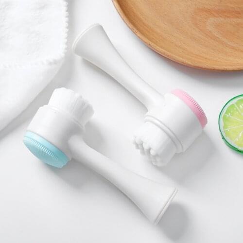 3D Face Cleaning Massage Face Wash Product Skin Care Tool Blackhead Removal Double Side Silicone Face Cleansing Brush Portable