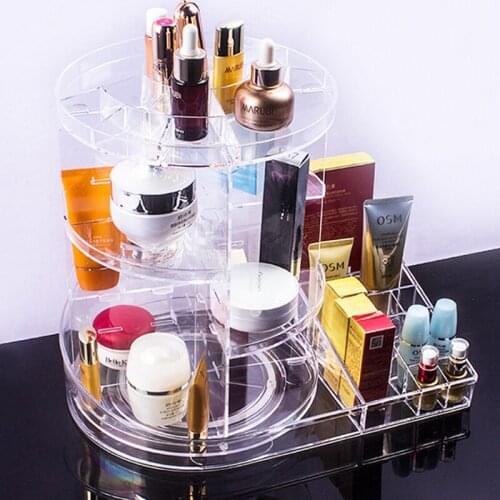 Cosmetic storage box rotating rack dressing table transparent fashion lipstick brush protection desktop finishing