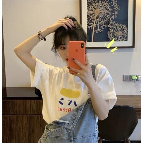 Summer 2021 New Printed Student All-Matching Youthful-Looking Loose Short Sleeve T-shirt Top Female