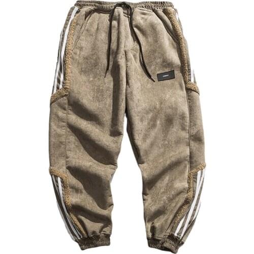 Men Harajuku Striped Jogging Winter Korean Style Hip Hop Thick Casual Harem Pants Streetwear Fashion Sweatpants Kpop Joggers