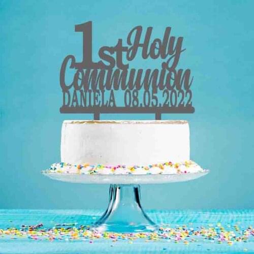 Custom Kids Name Party Date 1st Holy Communion Cake Topper For Kids First Holy Communion Party Cake Decoration Topper
