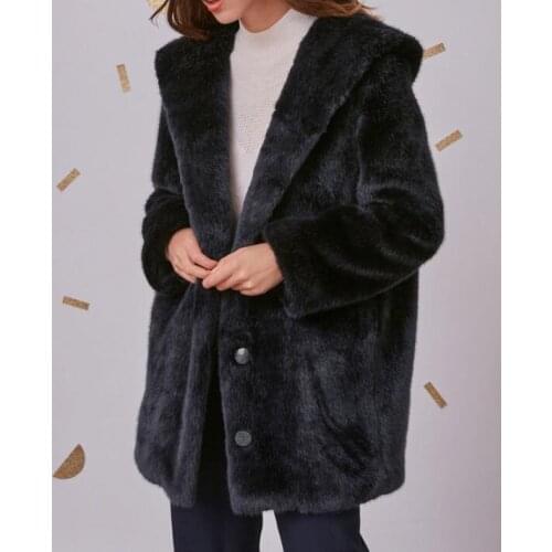 2020 New Winter Warm Faux Fur Coats Women Furry Cropped Jacket Turn Down Collar Button Cardigan Overcoat