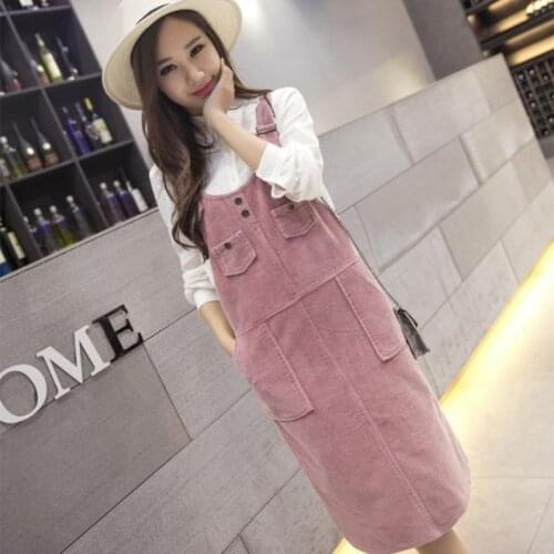 2021 New Spring Autumn Casual Vintage Women dress Solid Straps Dresses Pink MH351