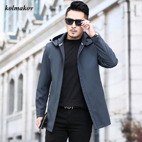 New Arrival Autumn Style Men High-end Boutique Leisure Trench Coat Fashion Casual Solid Men‘s Detachable Hat Zippers Jacket Coat