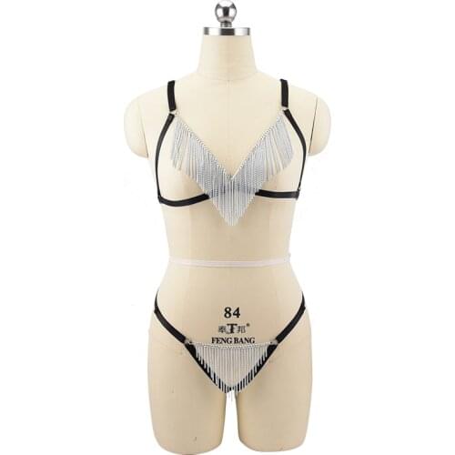 New design girly panties bra set girls sexy nightclub wear transparent lace drawstring bra panties