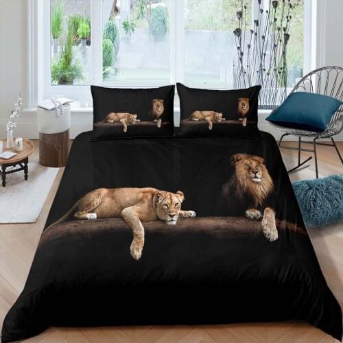 Home Textiles Luxury 3D Lion Print Duvet Cover Set 2/3 Pcs Pillowcase Kids Bedding Set AU/EU/UK/US Queen and King Size