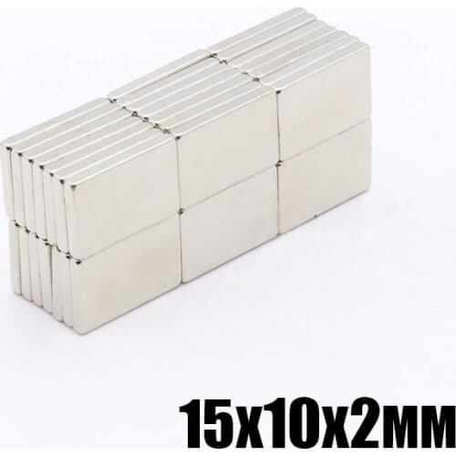 100pcs 15x10x2 mm N35 Strong Square NdFeB Rare Earth Magnet 15*10*2 mm Neodymium Magnets 10mm x 10mm x 2mm