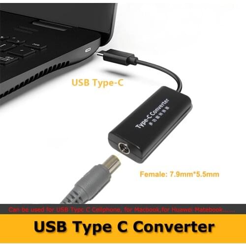 Smart Dc Power Charger Adapter Connector Converter 7.9mm x 5.5mm to USB Type C Plug Converter for Lenovo Asus Hp Laptop Adaptor