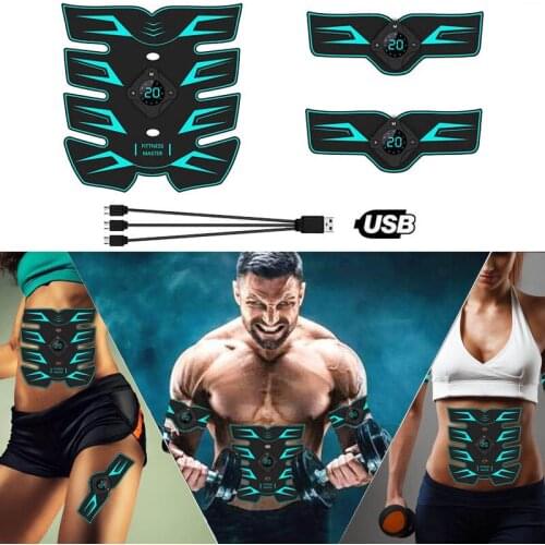 USB Rechargable Equipment Training Gear Muscles Electrostimulator Toner Abdominal Muscle Stimulator Trainer EMS Gym Home Fitness