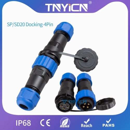 Waterproof Cable Connector IP68 SP/SD20 Docking-4 Pin Wire Connectors Power Connector Plug and Cocket Male&Female Butt Jack