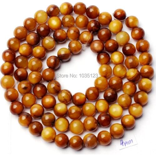 High Quality 4mm Pretty Natural Brown Shell MOP Round Shape DIY Gems Loose Beads Strand 15" Jewelry Accessory w1040
