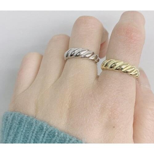 Silver 925 Rings For Women Original Couple Open Adjustable 2021 Trend Gold Jewelry Vintage Zircon Luxury Fashion Croissant Lady