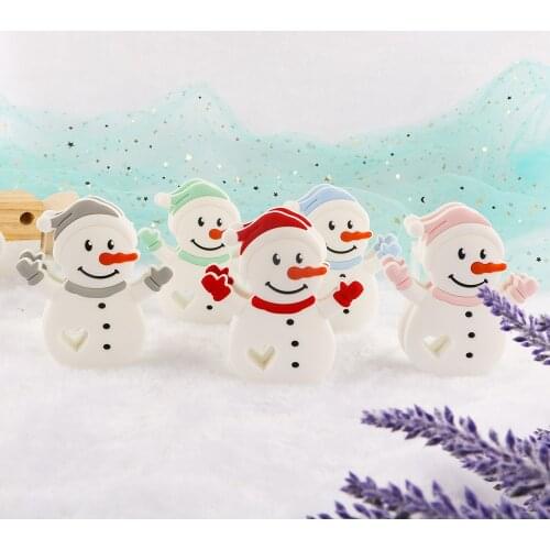 Kovict BPA Free 1PC Christmas snowman Silicone Baby Teether rodent Baby Teething Toys Chewable Animal Shape Nursing Gift