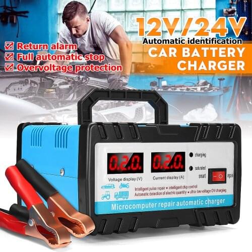 110V/220V 12V/24V 6-400AH 20A Full Automatic Car Battery Charger Protable Auto Motorcycle Batteries Power Supply Charging Units