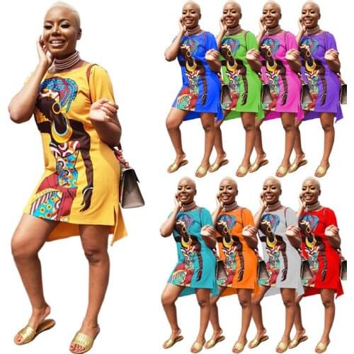 2020 African Clothing Dresses Sexy plus size dashiki Fashion Loose mini dress african clothing african dresses for women