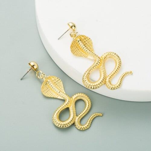 2021 New Arrivals Fashion Punk Gold Bronze Color Snake Shaped Vintage Hoop Drop Earrings Women jewelry For Party Gifts