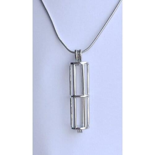 5pcs 18kgp Pearl Gem Beads Locket, Hollow-out Long Cylinder Tube Cage Pendant Fittings for DIY Bracelet/ Necklace Jewelry Charms