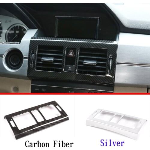 ABS Chrome Carbon Fiber For Mercedes benz GLK Class X204 2008-2012 Car Center Air Conditioning Vent Frame Trim Accessories