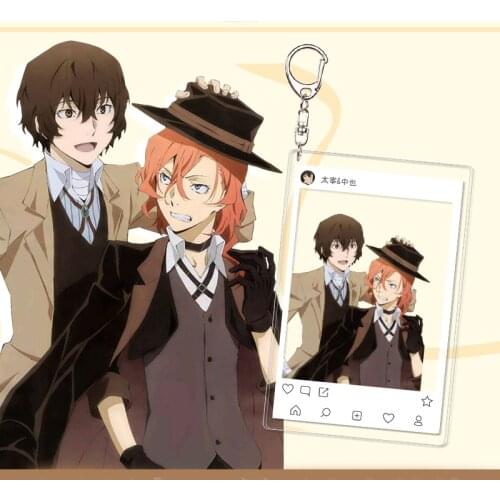 1pcs Anime Bungou Stray Dogs Cartoon Printed Acrylic Pendant Keychain for Boy Girl Keyring Cosplay Prop Backpack Decor