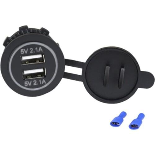 12v-24v Automobile Motorcycle Saloon Marine LED Lamp 4.2A Dual USB Mobile Phone Charger With Terminal